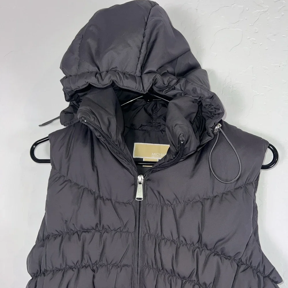Michael Kors Women's Down Puffer Vest w/Removable Hood Charcoal‎ Gray Size Small